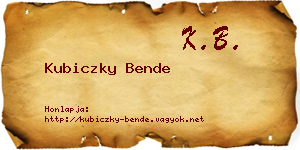 Kubiczky Bende névjegykártya